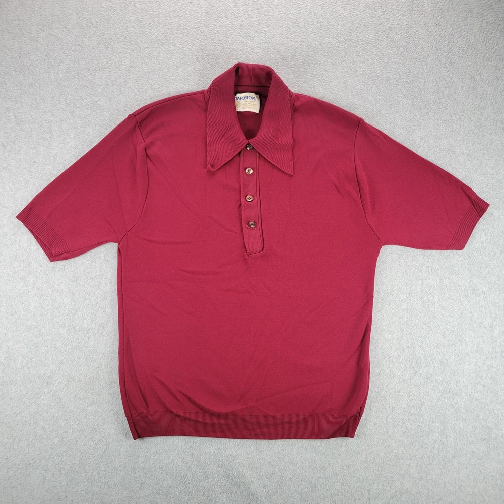 VTG Ban-Lon Tarleton Knit Polo Shirt Mens Small Burgundy 70s Nylon Short Sleeve